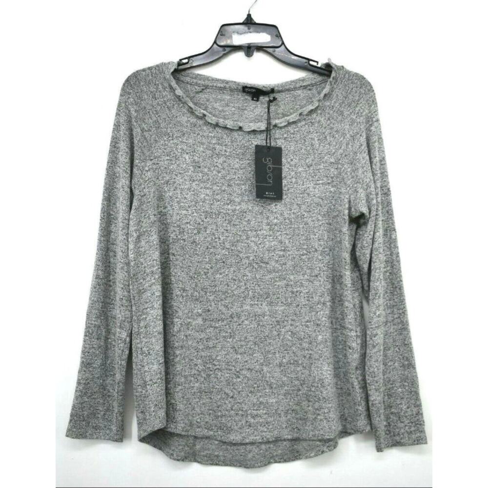 Gibson top shirt Stripe Ruffled Edge Raglan Pullover Style Crew Neck NWT Size XS